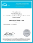 Сертификат TRACE для АНКОЛ